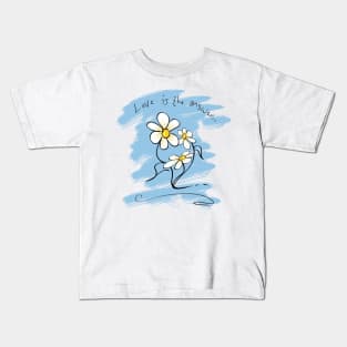 Love is the answer hand drawn Flowers Kids T-Shirt